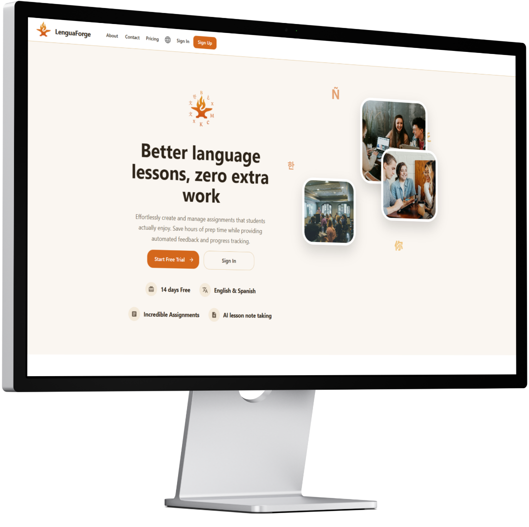 Lengua Forge desktop mockup